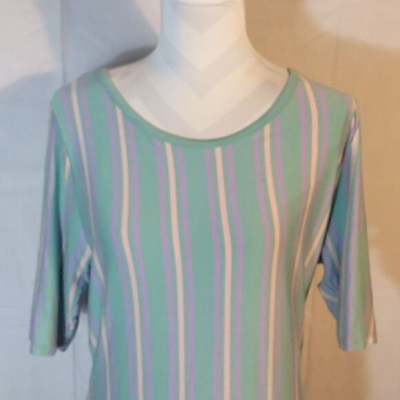 LuLaRoe "Julia" Striped Sheath Midi Dress - Picture 2 of 7